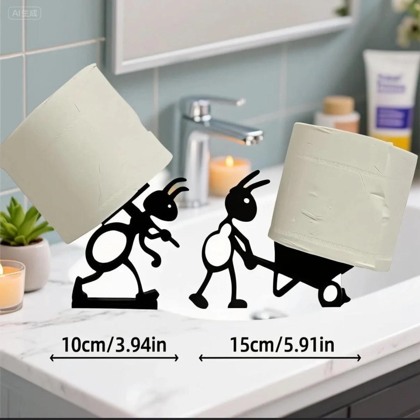2pcs Funny Ant Toilet Paper Holder Set Bathroom Decor Gift Idea Perfect for Home Decor, Office Restrooms