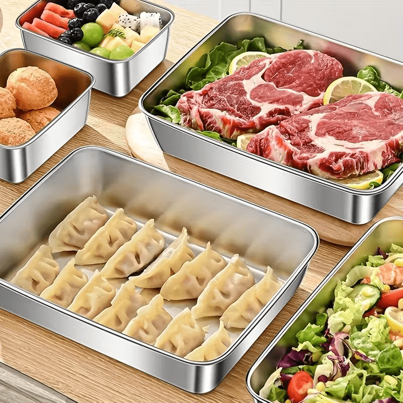 6/3pcs Stainless Steel Food Storage Containers Leak-Proof Stackable Space-Saving Airtight Lid for Freshness Ideal for Meal Prep Fruits Meats Veggies Leftovers Fridge Freezer Pantry Easy Clean Reusable Containers Ideal for Hom