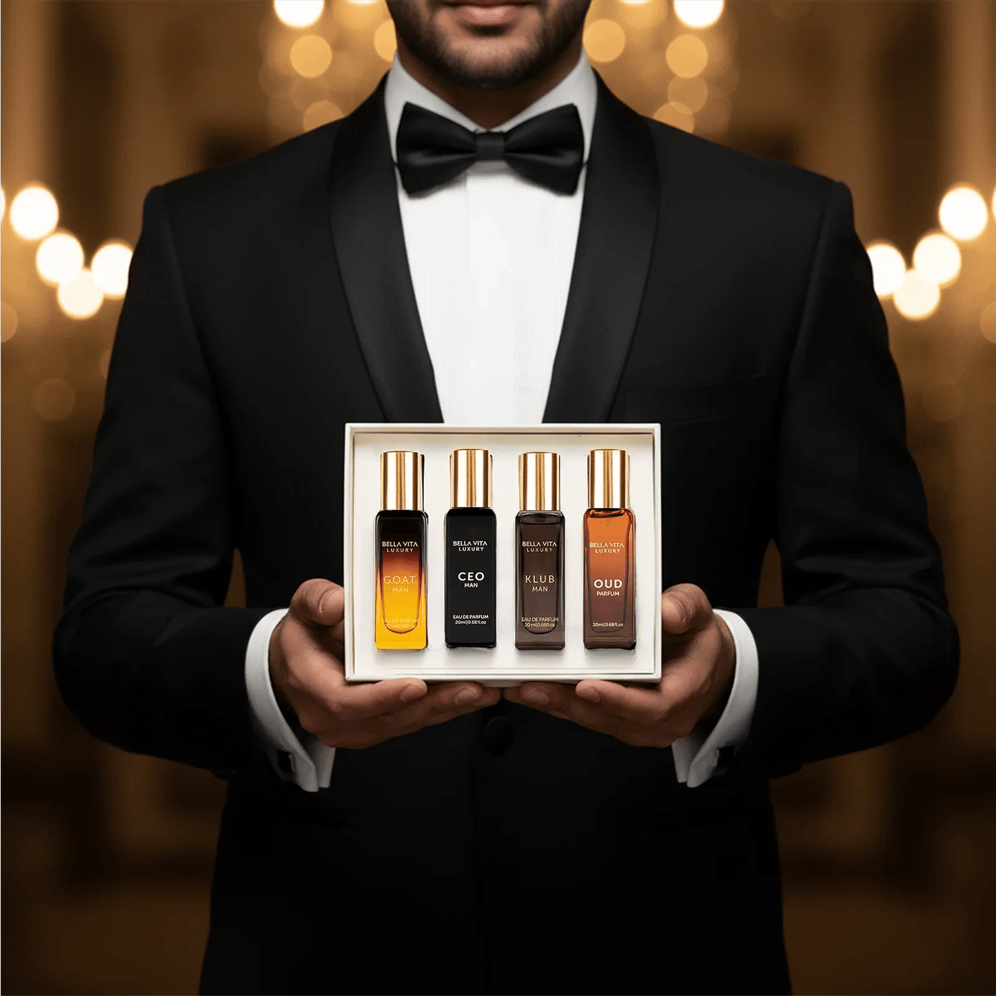 Bellavita Luxury with CEO Man, Klub, Oud, and G.O.A.T. Men Gift Set 4*20ML EDP Long Lasting Cologne perfume