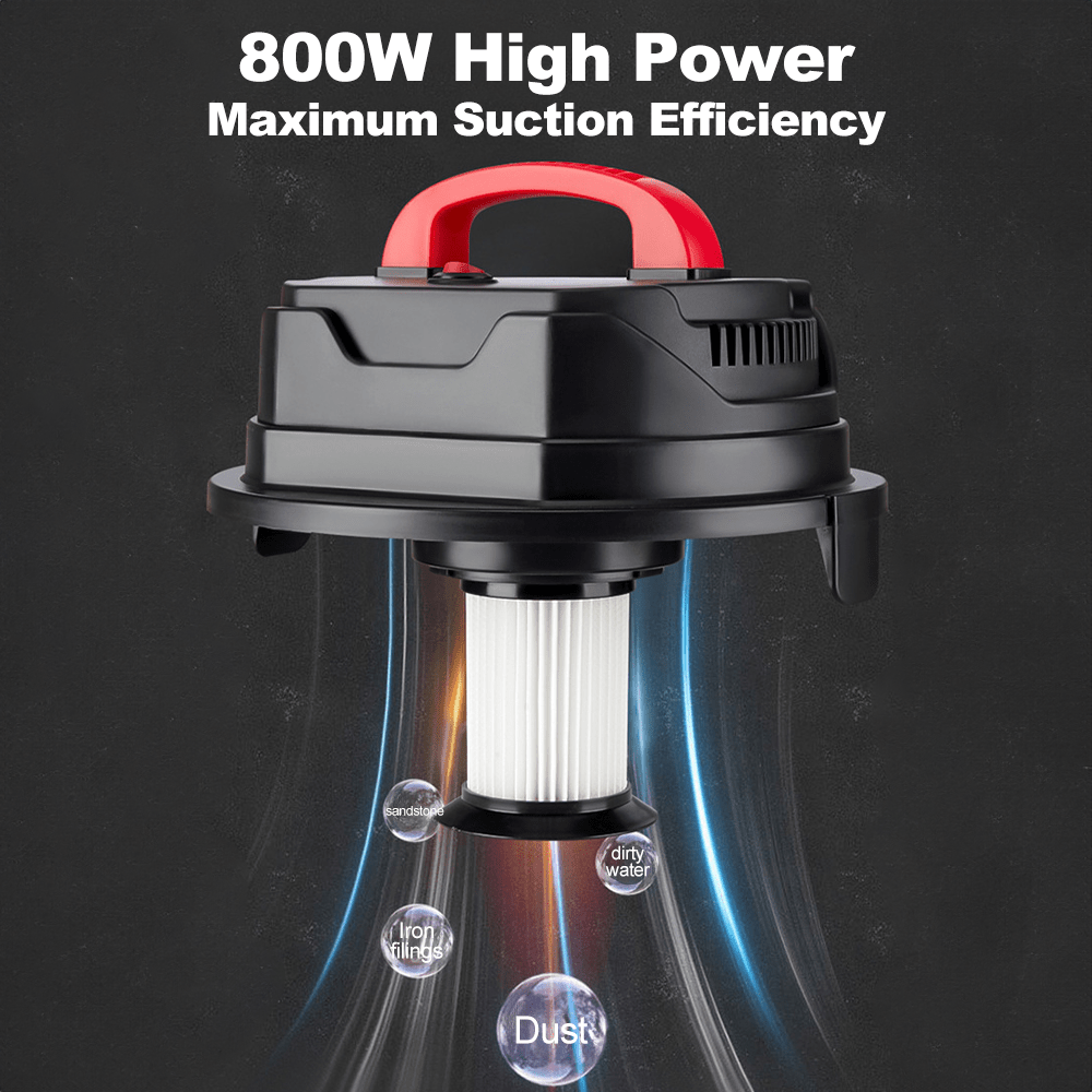 15L 800W Wet and Dry Vacuum Cleaner, 2 In 1 Vacuum Cleaner with HEPA Filtration, 4m Power Cord,18 kPa Vacuum Pressure, For Home Car Carpet Hard Floors Cleaning