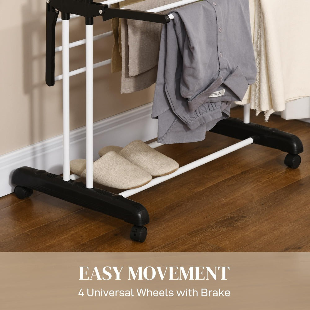 4 Tier Large Clothes Airer with Wings, Retractable Folding Drying Rack with Wheels for Indoor & Outdoor Use, 190 × 64 × 170 cm, Grey