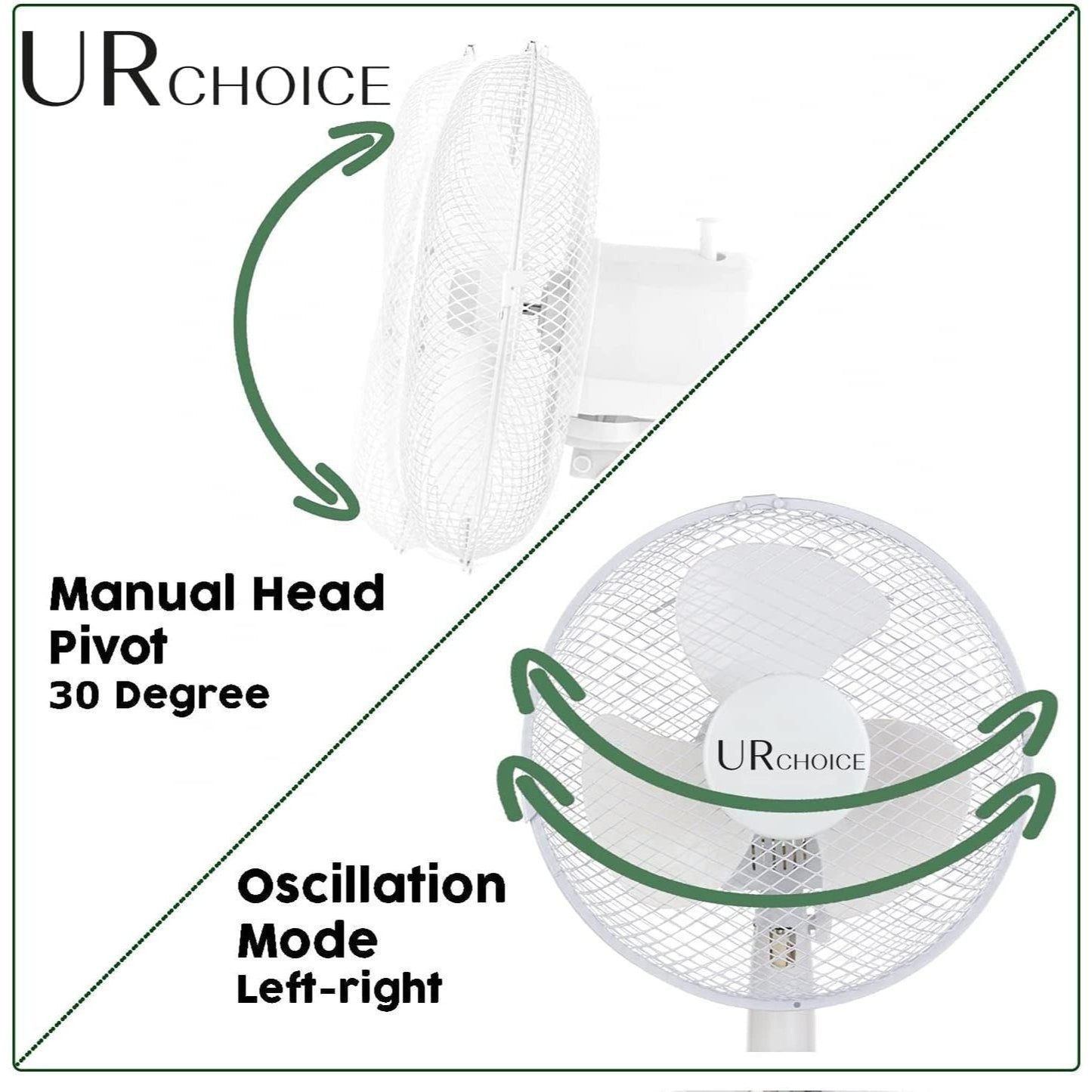 12 Inch Portable Desk Fan with Oscillation, 3 Speed Settings and Adjustable Tilt for Home or Office Use