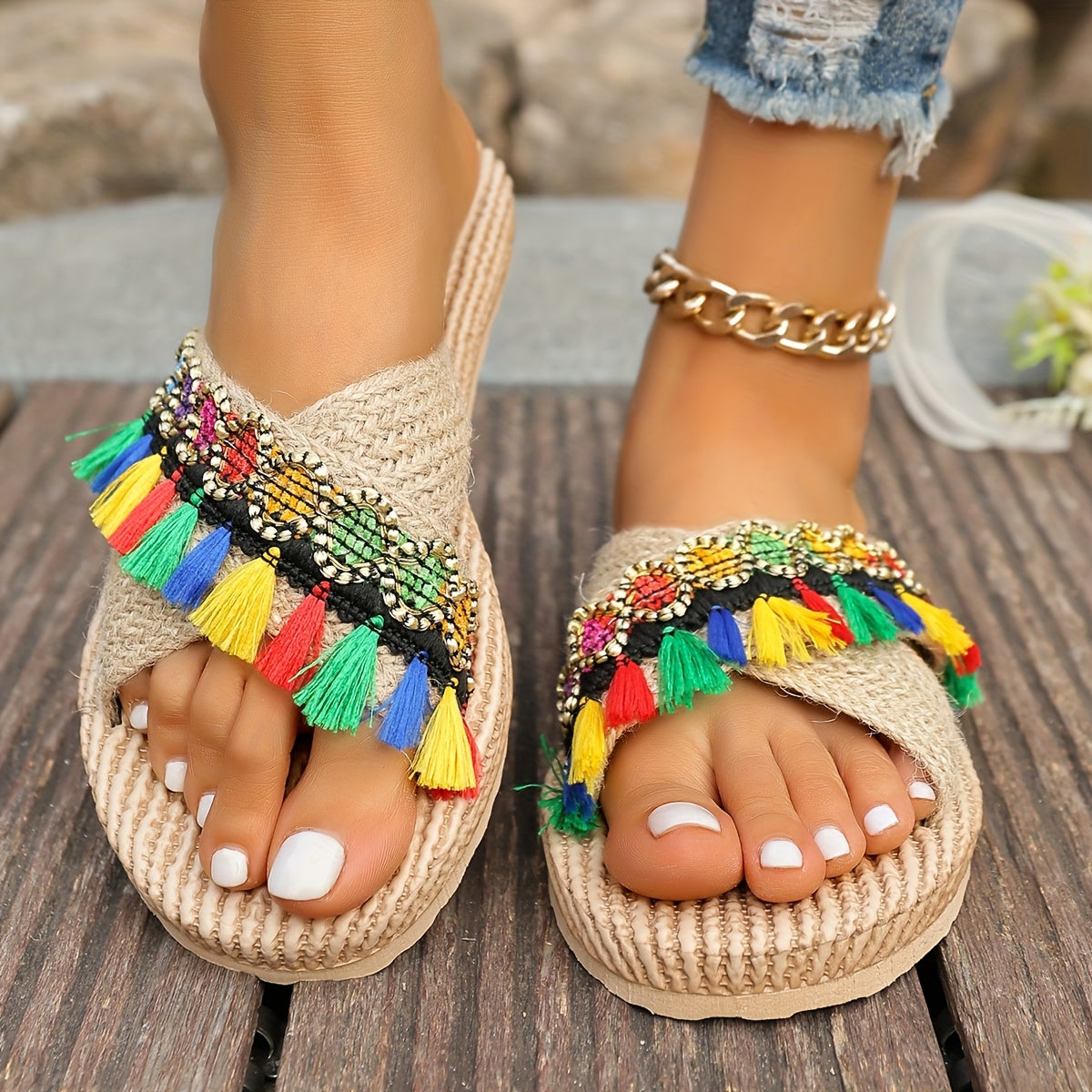 New European and American Style Women's Sandals, Summer Comfortable Non-Slip Casual Fashion Outdoor Slippers, Women Shoes