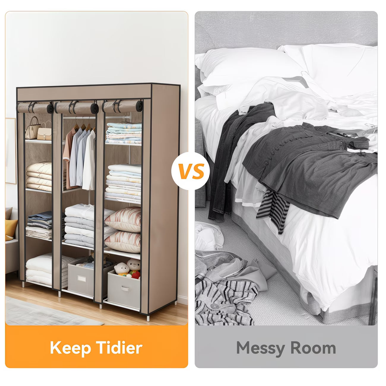 Bedroom Wardrobe Non-Woven Fabrics Portable Folding Dust-proof Closet Waterproof Storage Cabinet Home Furniture With Rack HWC