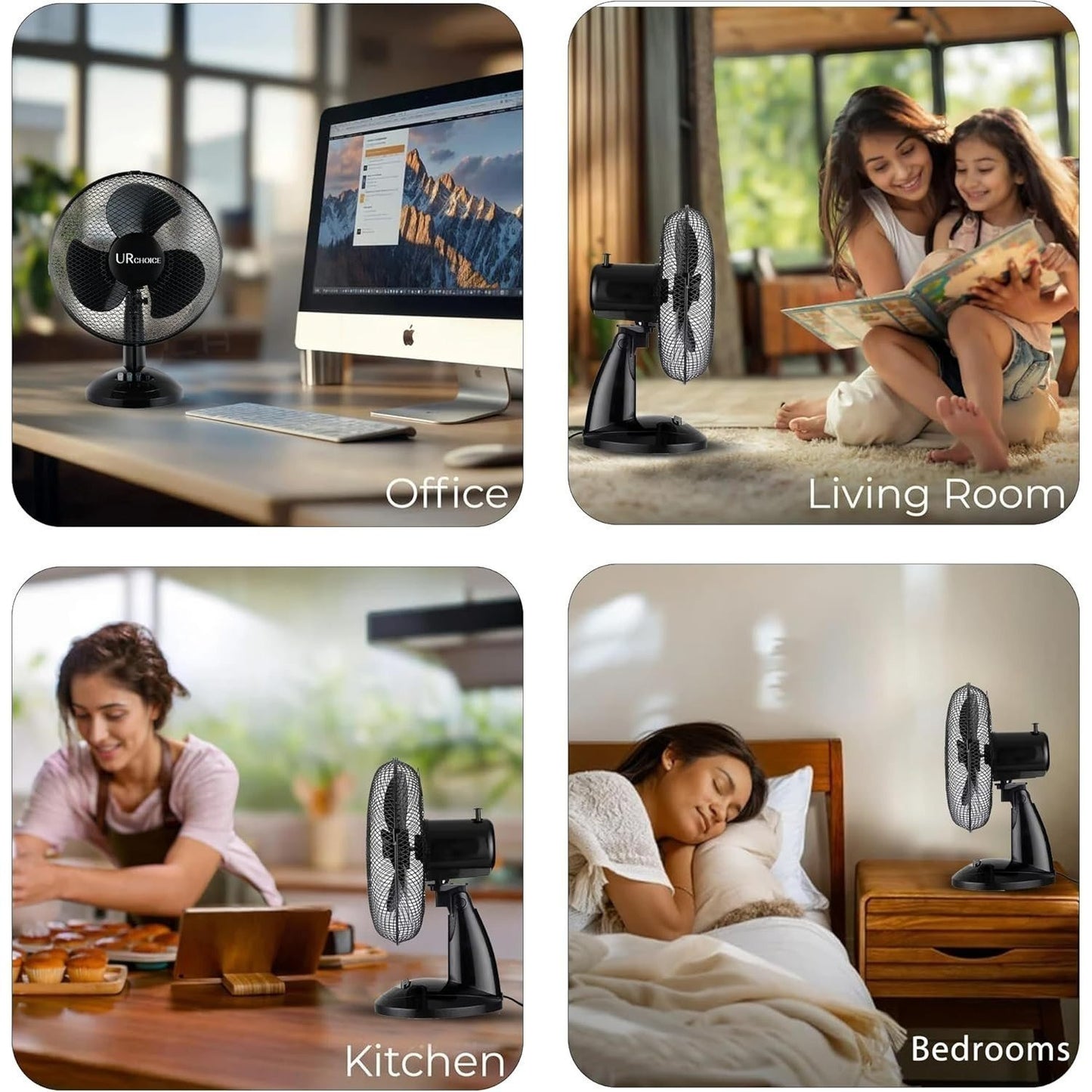 12 Inch Portable Desk Fan with Oscillation, 3 Speed Settings and Adjustable Tilt for Home or Office Use